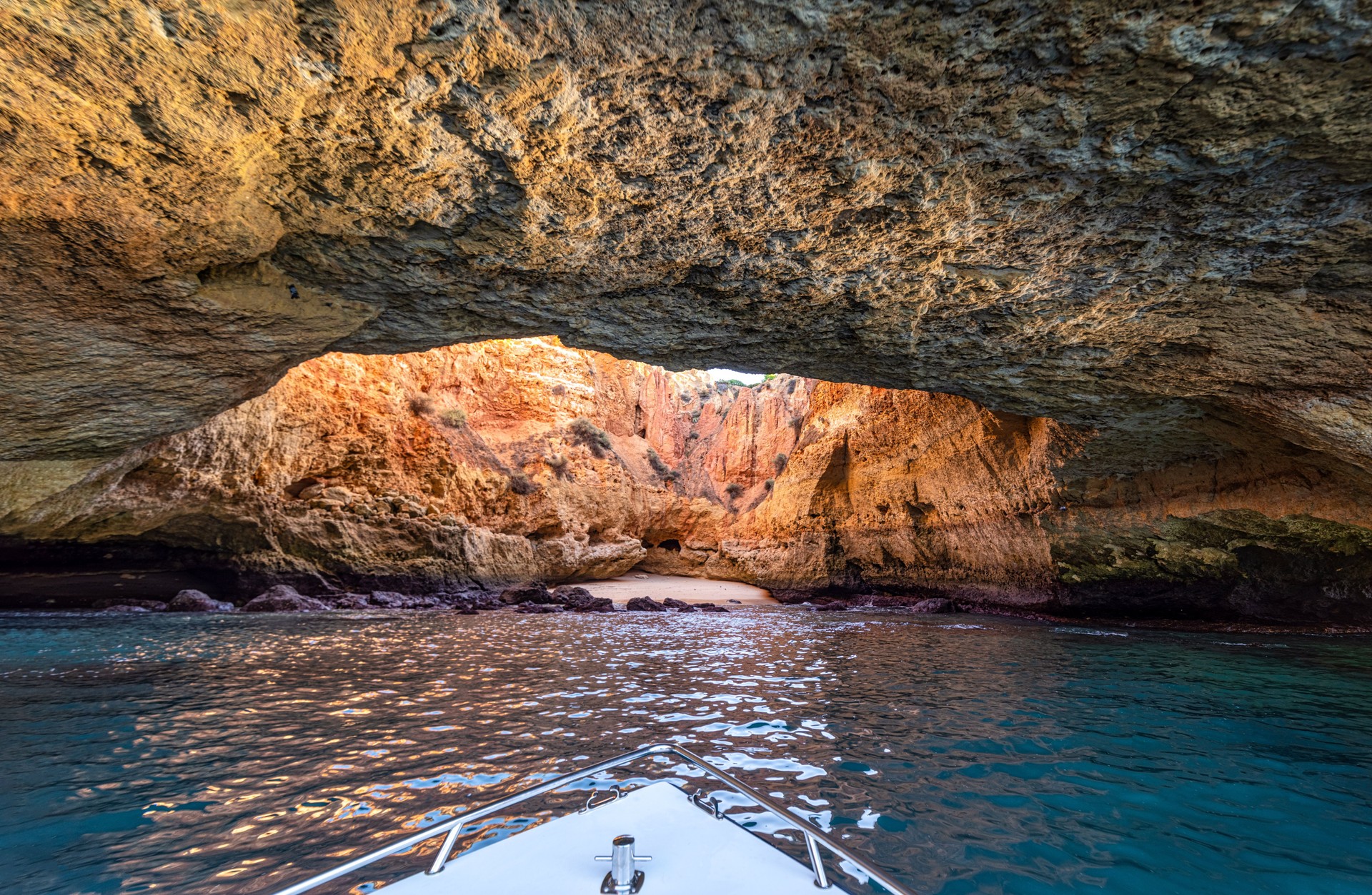 Tres Castelos Beach Cave View in Algarve, Portugal