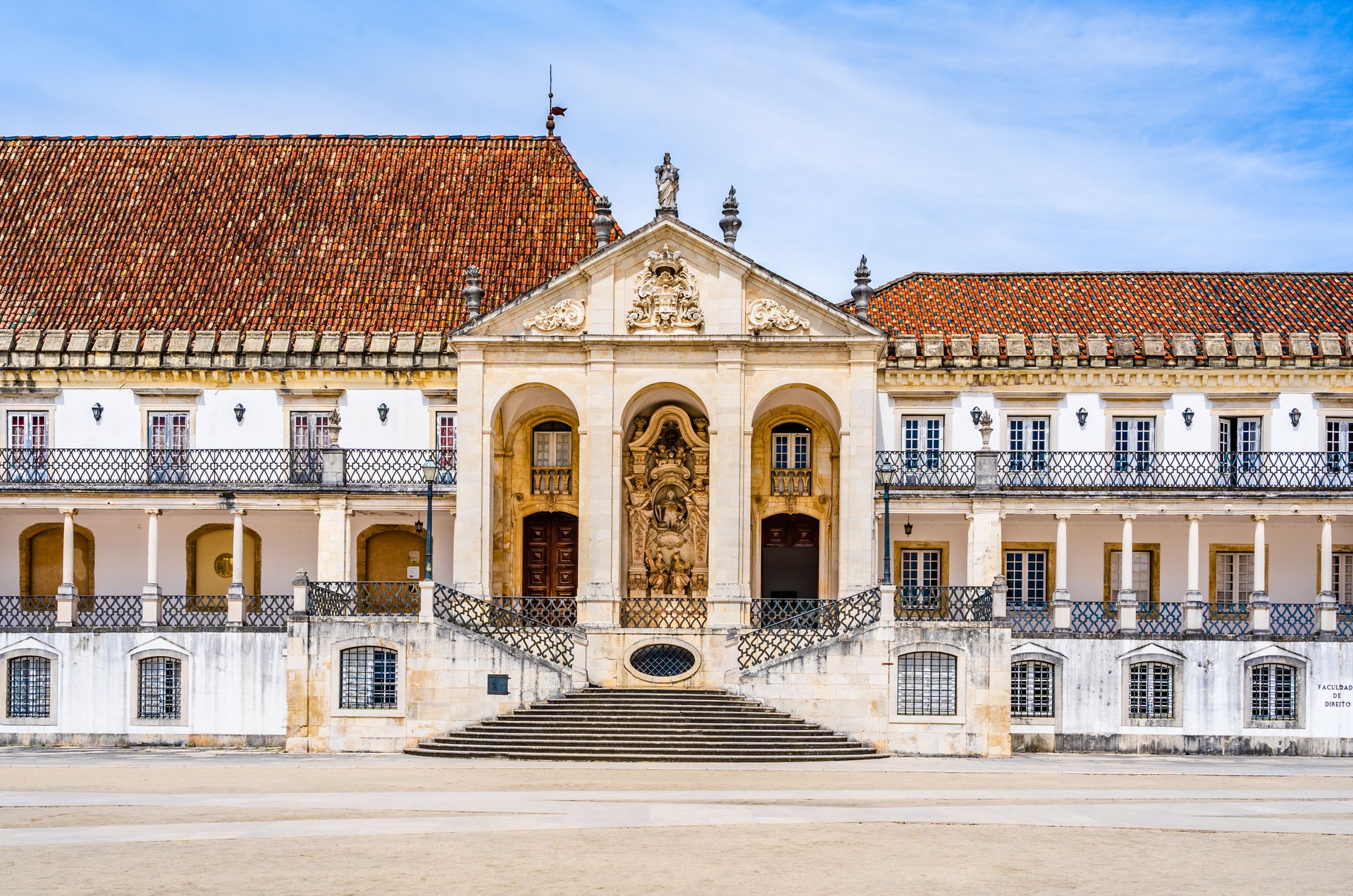 Facade entrance of the University of Coimbra, Portugal
